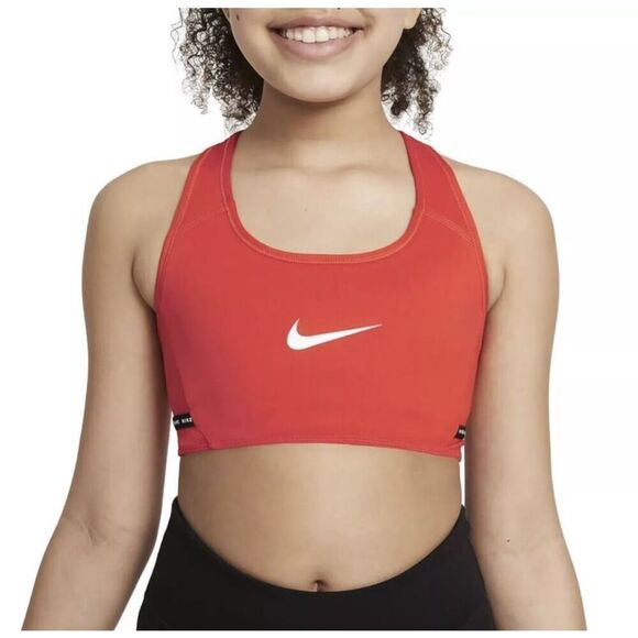 Nike Dri-FIT Swoosh Girls Reversible Sports Bra, Chile Red Size L - Picture 1 of 15